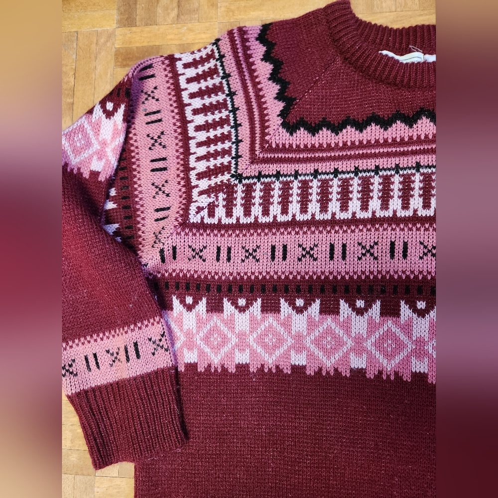 Vintage Secret Ingredient Sweater Burgundy/Pink - Picture 2 of 4